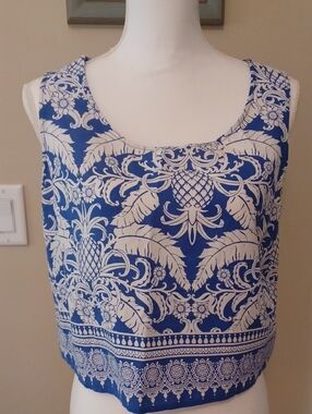 Rachel Zoe Blue and White Printed Sleeveless Women's Top